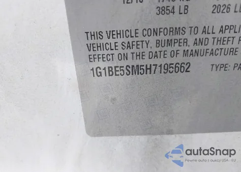 2017 Chevrolet Cruze Lt Auto из США, поврежденный, VIN 1G1BE5SM5H7195662